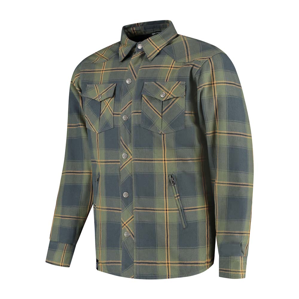 Rusty Stitches Noah Fleece Tech Textile Jacket Blue / Green - FREE UK Delivery, FREE 365 Day Returns | Moto Central