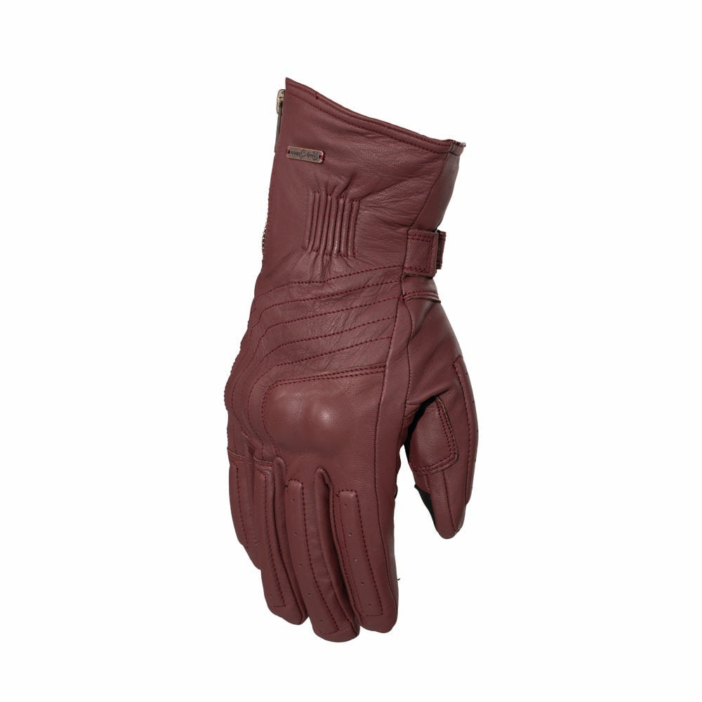 Rusty Stitches Ray Leather Gloves Maroon - FREE UK Delivery, FREE 365 Day Returns | Moto Central