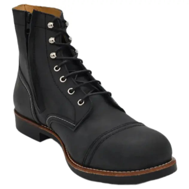 Rokker Moto Ranger Leather Boots Black – left side three-quarter view