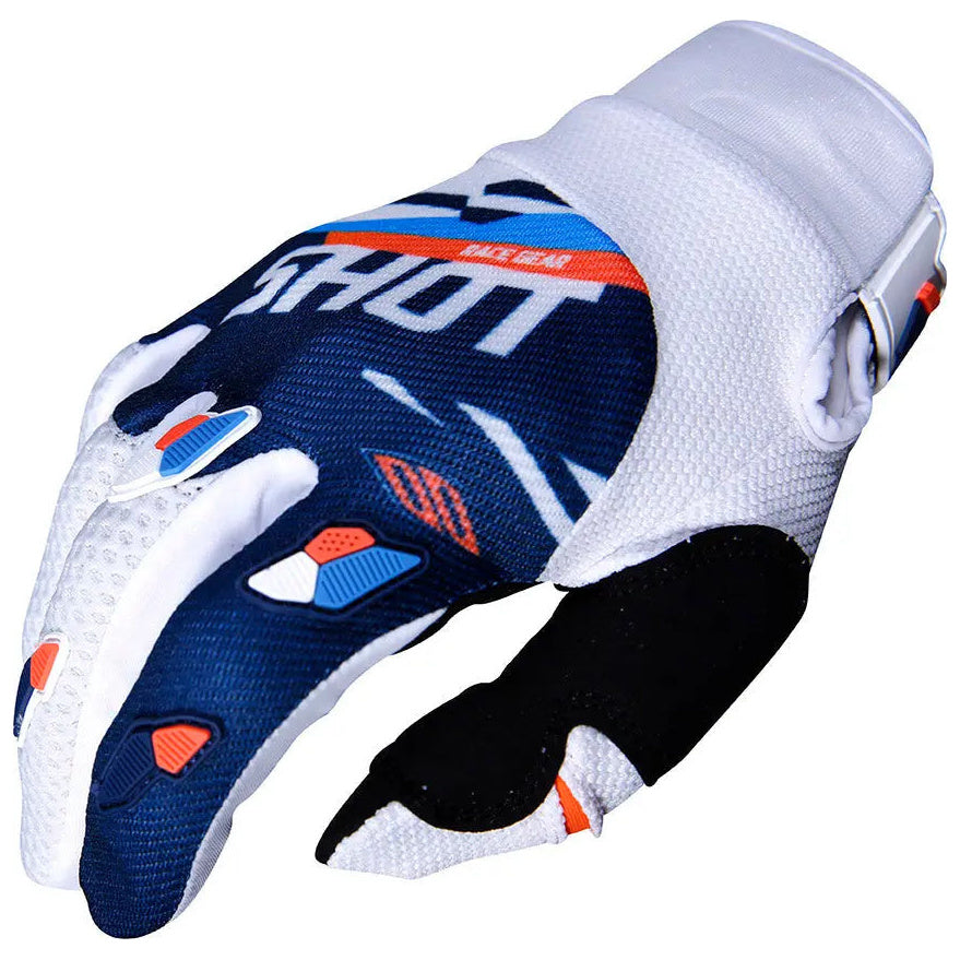 Shot Contact Gloves Score Blue / Neon Orange - FREE UK Shipping, FREE 365 Day Returns | Moto Central