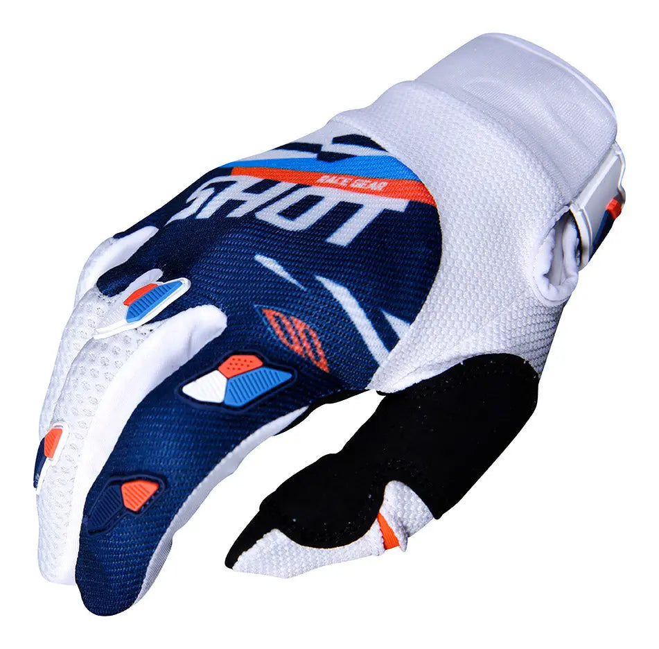 Shot Contact Gloves Score Blue / Neon Orange - FREE UK Shipping, FREE 365 Day Returns | Moto Central