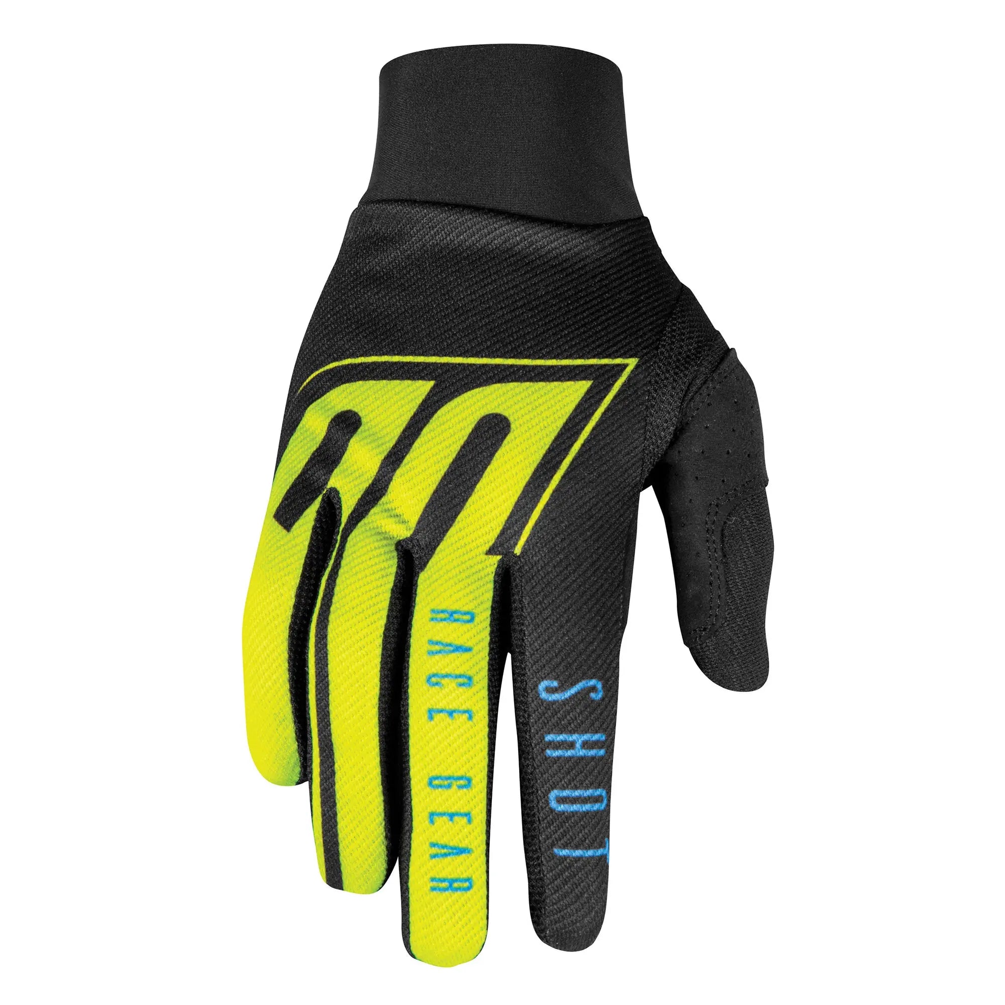 Shot Aerolite Gloves Blue / Neon Yellow - FREE UK Shipping, FREE 365 Day Returns | Moto Central