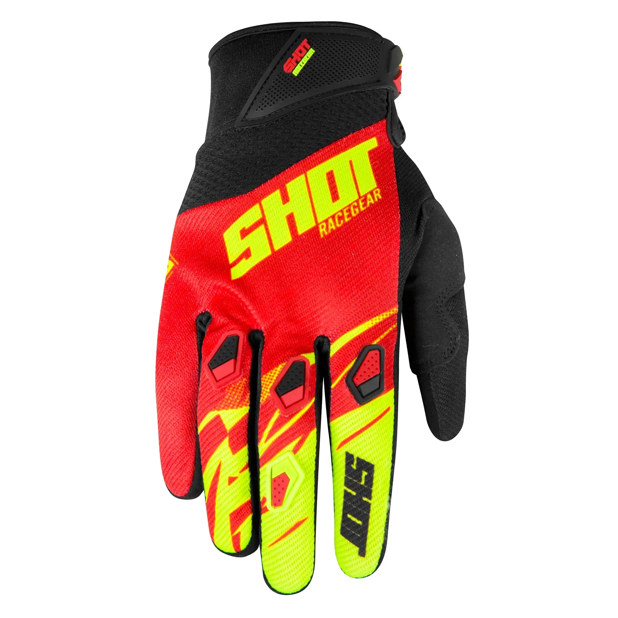 Shot Devo Gloves Ventury Red / Neon Yellow - FREE UK Shipping, FREE 365 Day Returns | Moto Central
