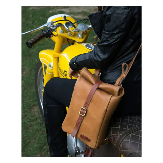 Trip Machine Universal Mini Backpack / Saddlebag Vintage Tan  - FREE UK Shipping, FREE 365 Day Returns | Moto Central