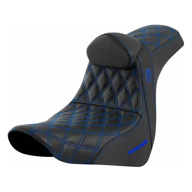 Saddlemen Pro Series SDC Performance Grip Blue Stitching Seat Black / Blue – motorcycle seat – left-side view