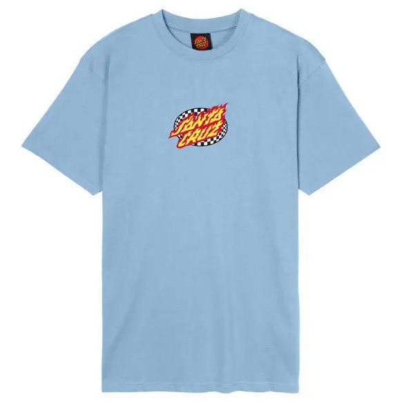 Santa Cruz Oval Check Flame Front T-Shirt Crystal Blue — front product view