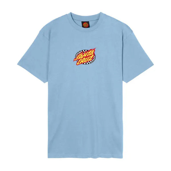 Santa Cruz Oval Check Flame Front T-Shirt Crystal Blue FREE Delivery