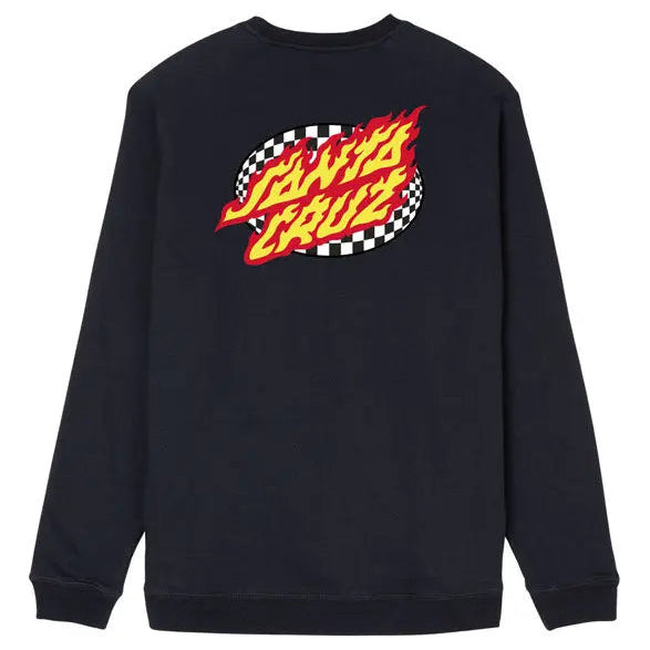 Santa Cruz Oval Check Flame Sweatshirt Black — large-logo view