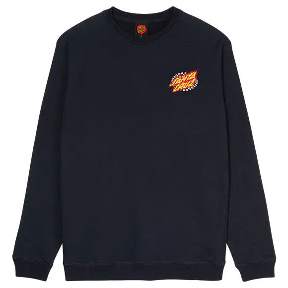 Santa Cruz Oval Check Flame Sweatshirt Black — small-logo view