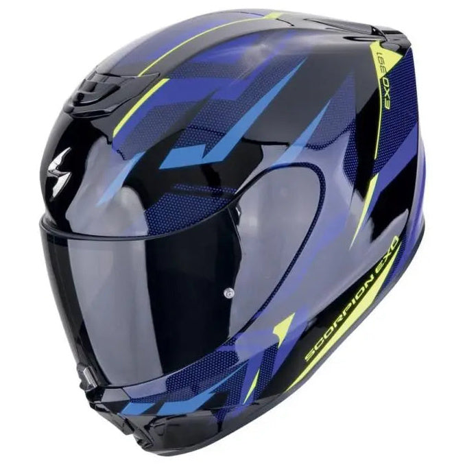 Scorpion EXO 391 Aaxo Black / Blue - three-quarter front view