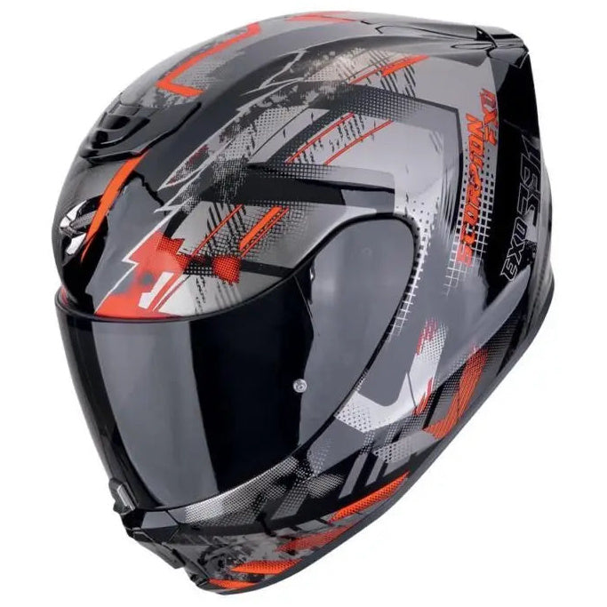 Scorpion EXO 391 Clutter Black / Red - three-quarter front view