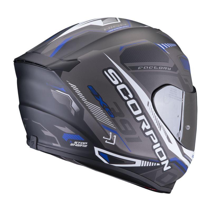 Scorpion EXO 391 Haut Full Face Helmet Black / Silver / Blue - FREE UK Shipping, FREE 365 Day Returns | Moto Central