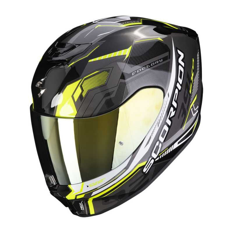 Scorpion EXO 391 Haut Full Face Helmet Black/Silver/Yellow FREE P&P