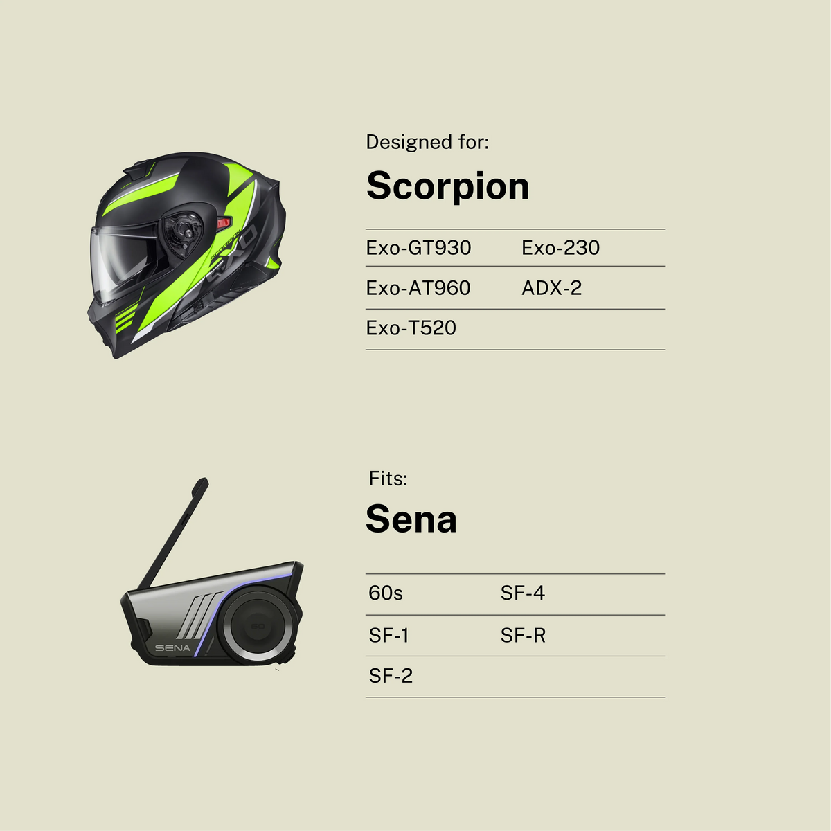 Tubs Jackson Scorpion To Sena 60S / 60X / 50R / SF Series Adapter FREE UK Delivery, FREE 365 Day Returns | Moto Central