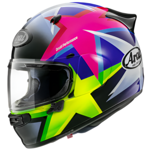 Arai Quantic helmet with aerodynamic design for track riders