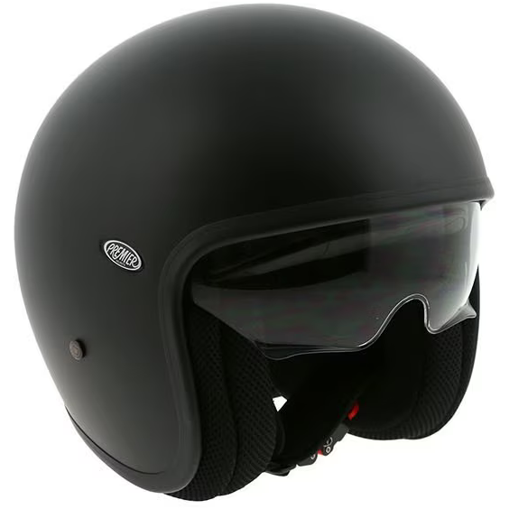 Premier Vintage U9 Open Face Helmet Matt Black - FREE UK Shipping, FREE 365 Day Returns | Moto Central