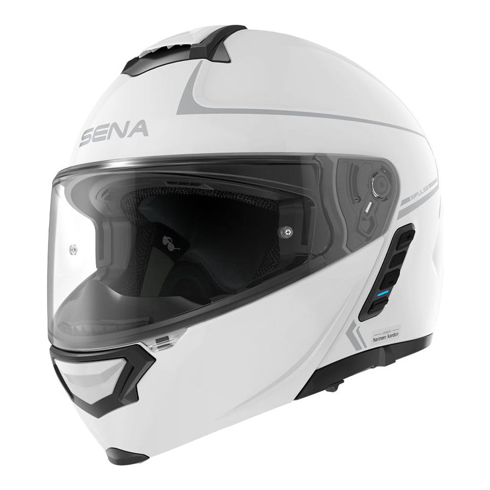 Sena Impulse Flip-Up Helmet With Mesh Intercom Gloss White FREE P&P