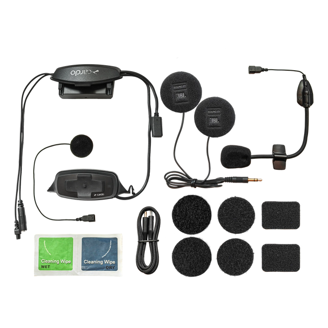 Cardo Packtalk S Shoei integrated intercom complete box contents
