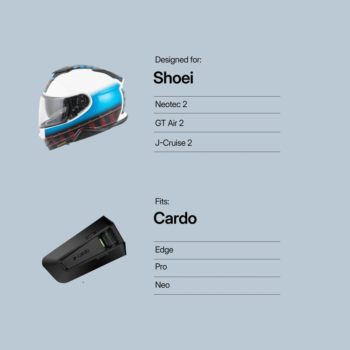 Tubs Jackson Shoei Neotec 2 / GT-Air 2 / J-Cruise 2 To Cardo Edge / Neo / Pro Adapter FREE UK Delivery, FREE 365 Day Returns | Moto Central