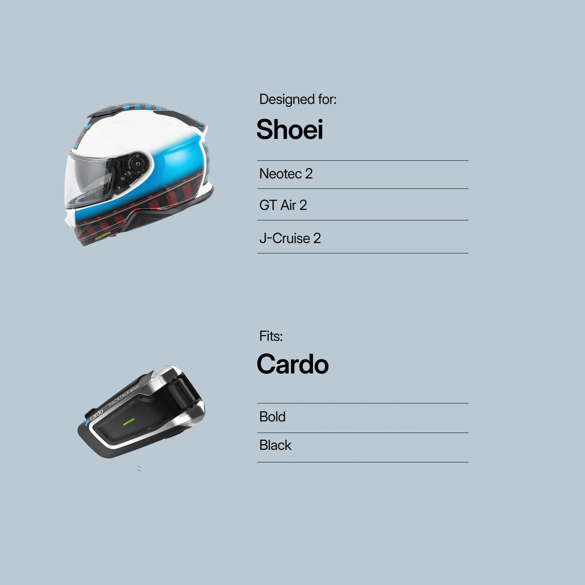 Tubs Jackson Shoei Neotec 2 / GT-Air 2 / J-Cruise 2 To Cardo Bold / Black Adapter FREE UK Delivery, FREE 365 Day Returns | Moto Central