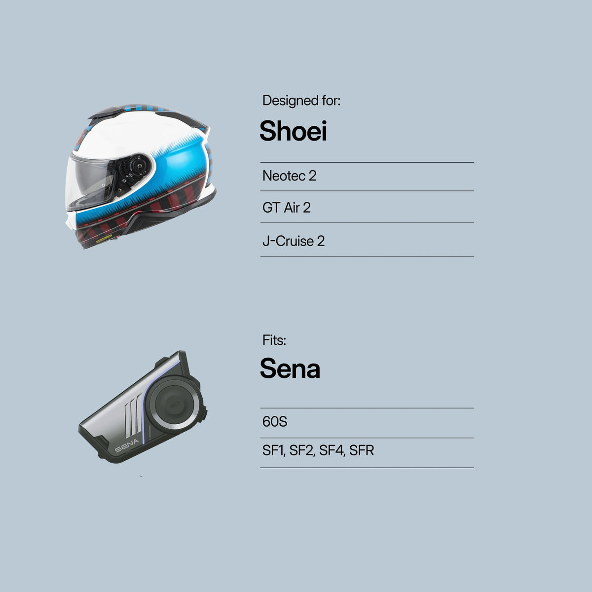Tubs Jackson Shoei Neotec 2 / GT-Air 2 / J-Cruise 2 To Sena 60S / 60X / 50R / SF Series Adapter FREE UK Delivery, FREE 365 Day Returns | Moto Central