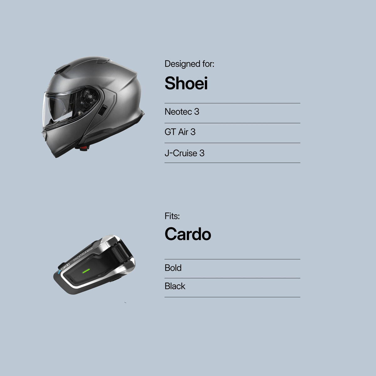 Tubs Jackson Shoei Neotec 3 / GT-Air 3 / J-Cruise 3 To Cardo Bold / Black Adapter FREE UK Delivery, FREE 365 Day Returns | Moto Central