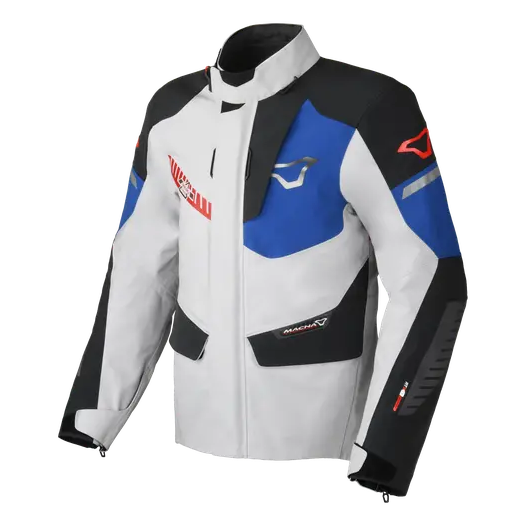 Macna Synchrone Textile Jacket Light Grey / Black / Blue  - FREE UK Shipping, FREE 365 Day Returns | Moto Central