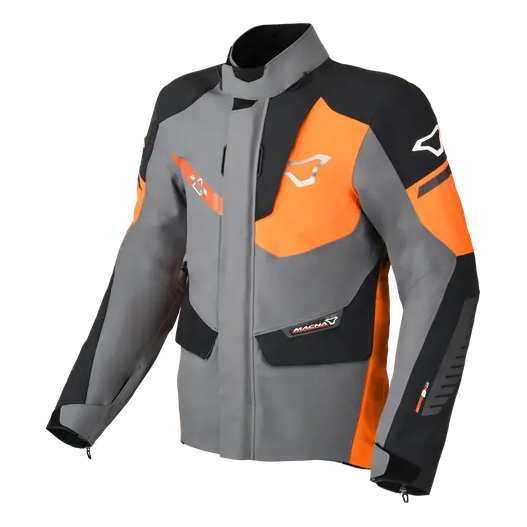 Macna Synchrone Textile Jacket Grey / Orange / Black  - FREE UK Shipping, FREE 365 Day Returns | Moto Central