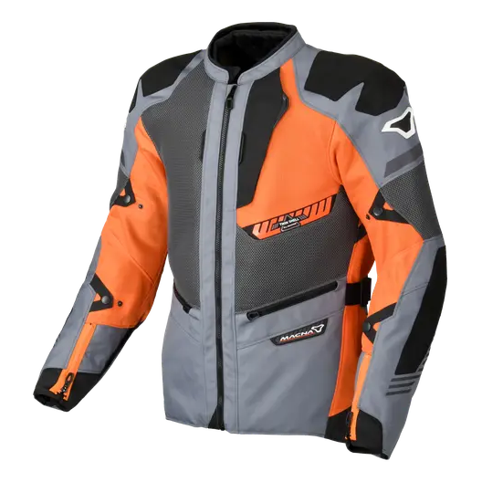 Macna Synchrone Textile Jacket Grey / Orange / Black  - FREE UK Shipping, FREE 365 Day Returns | Moto Central