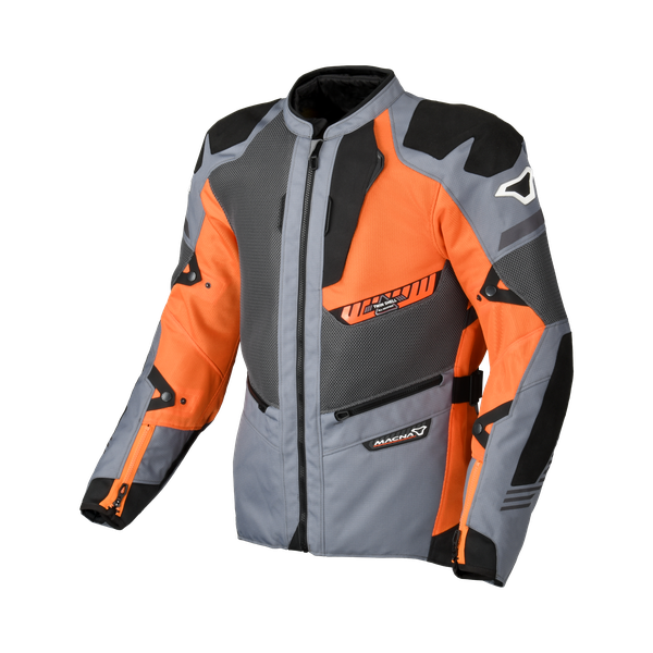 Macna Synchrone Textile Jacket Grey / Orange / Black - FREE UK Shipping, FREE 365 Day Returns | Moto Central