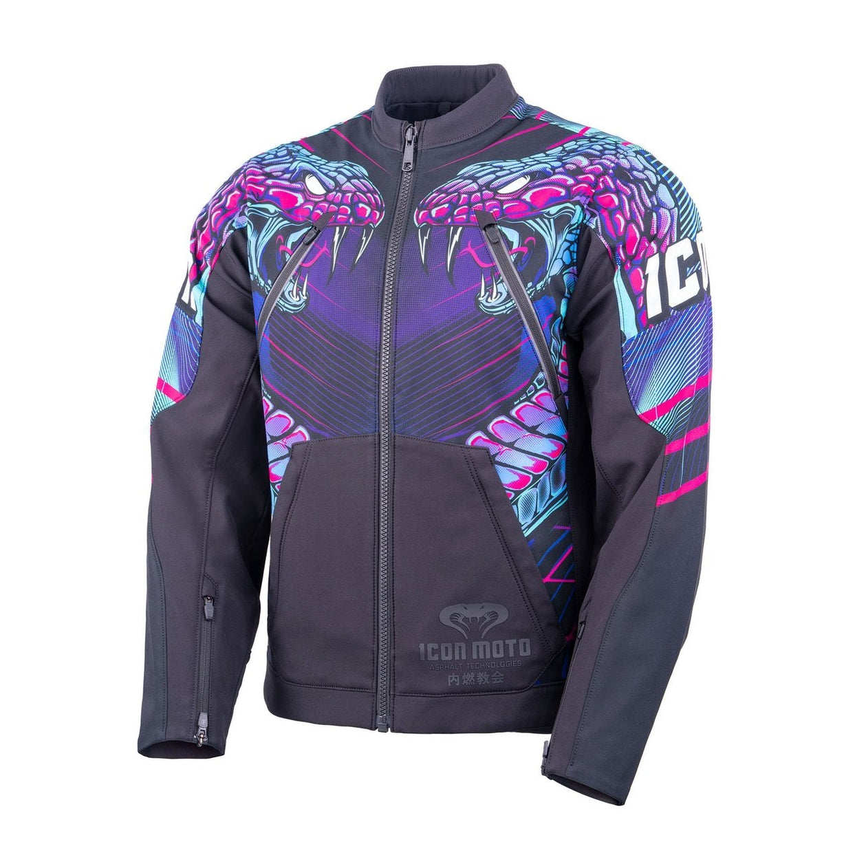 Icon Merc3 Synthwave Textile Jacket Lazer Cobra Black