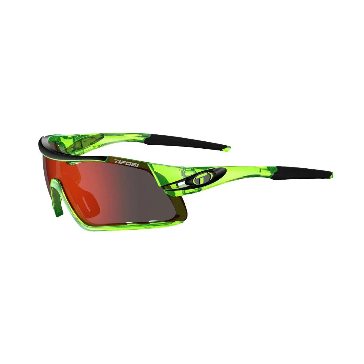 Tifosi Davos Interchangeable Lens Eyewear Crystal Neon Green/Red Clarion - FREE UK Shipping, FREE 365 Day Returns | Moto Central