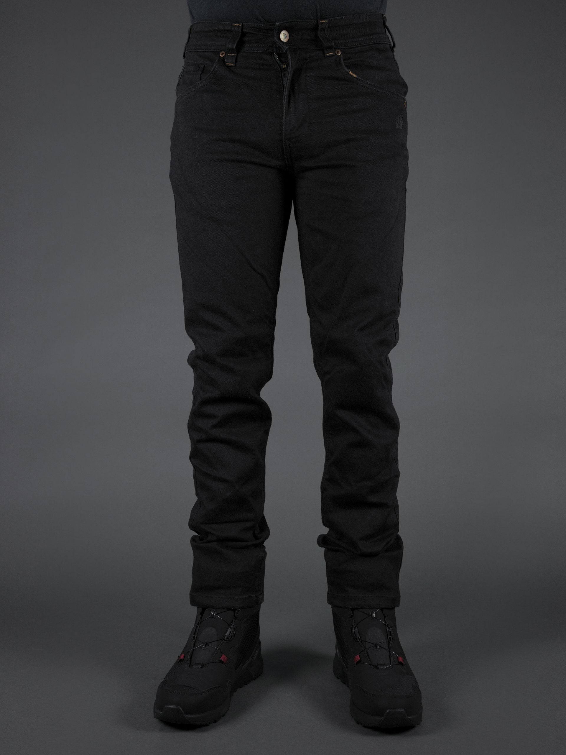Bull-it Trojan straight-fit black motorcycle jeans – front view