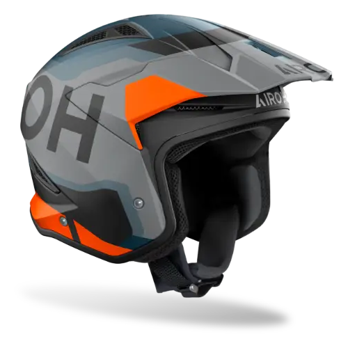 Airoh TRR 2 Jupiter Matt Orange open-face trials helmet - opposite-side view