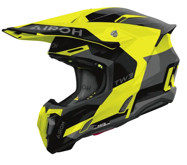Casque cross Airoh Wraaap Conquer yellow matt - Casque moto cross sur La Bécanerie