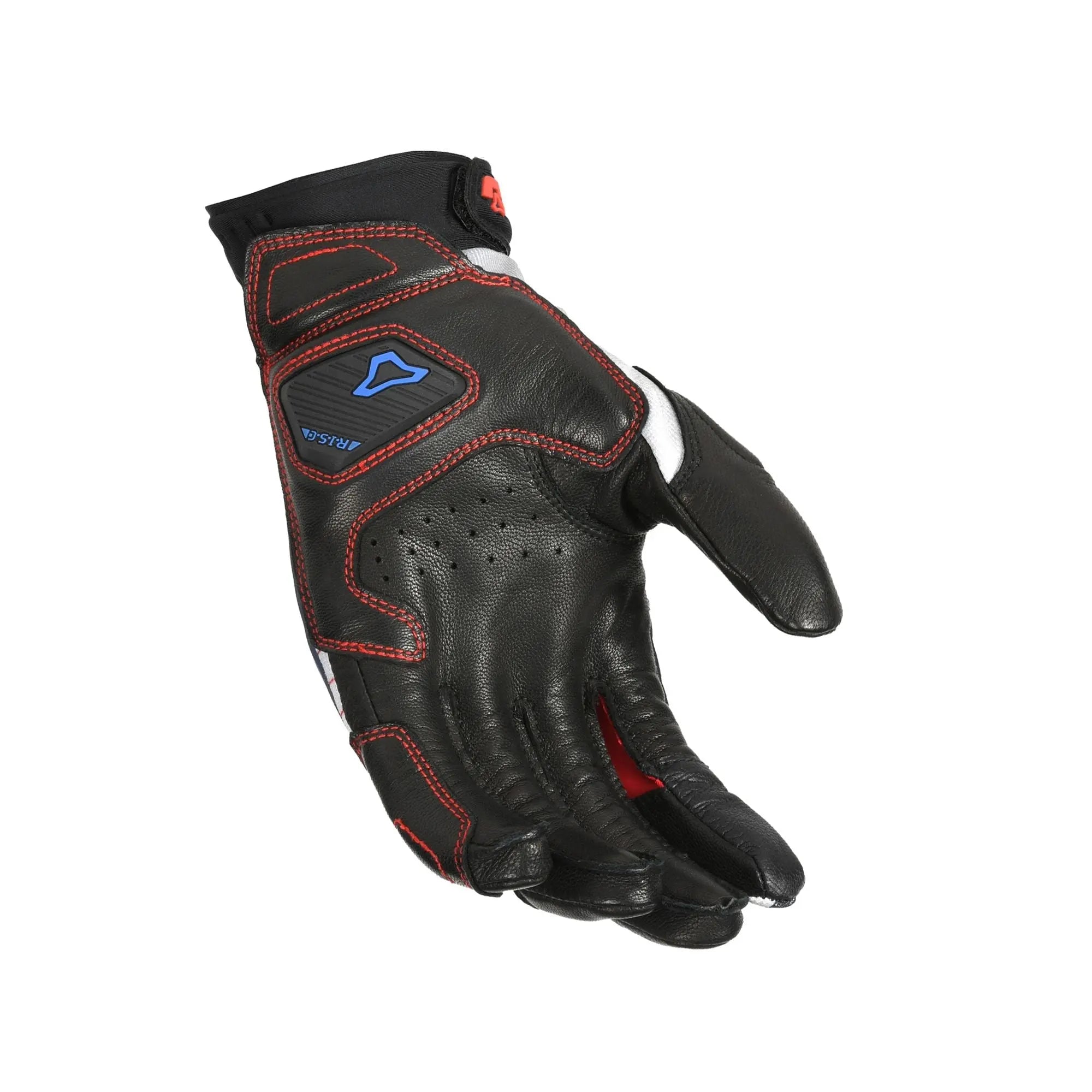 Macna Tanami Short Textile Gloves White / Blue / Red  - FREE UK Shipping, FREE 365 Day Returns | Moto Central