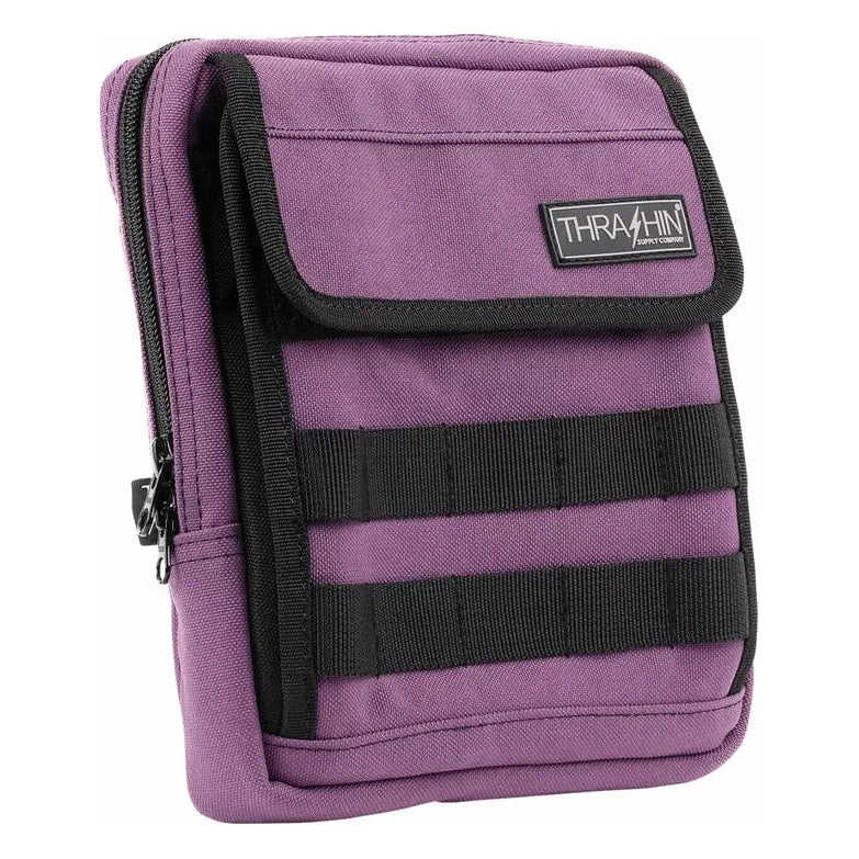 Thrashin Supply Company Slim Handlebar Bag Purple – motorcycle handlebar bag – three-quarter view