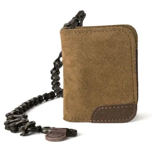 Trip Machine Moto Wallet Tobacco front product view with motorcycle chain
