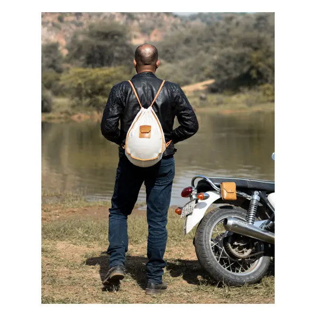Trip Machine Universal Trooper Helmet Bag Vintage Tan  - FREE UK Shipping, FREE 365 Day Returns | Moto Central