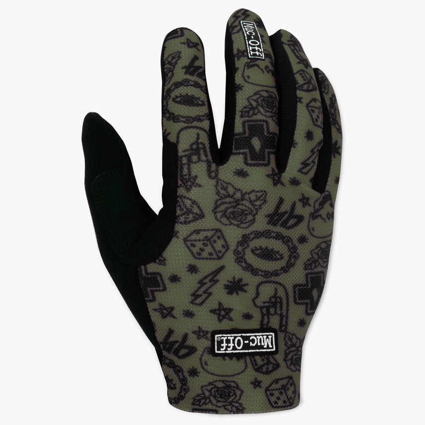 Muc-Off Lightweight Mesh Rider Gloves Green - back-of-hand view