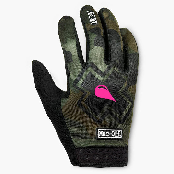 Muc-Off Youth Rider Gloves Camo - back-of-hand view