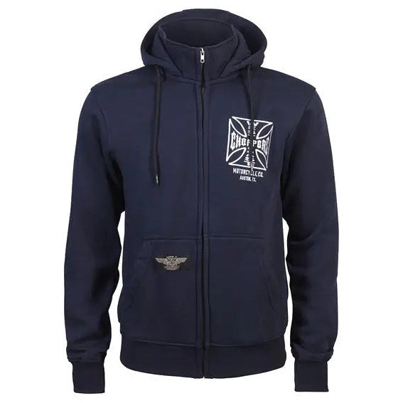 West Coast Choppers OG ATX Zip Hoodie Navy Blue, front view