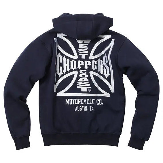 West Coast Choppers OG ATX Zip Hoodie Navy Blue, back view