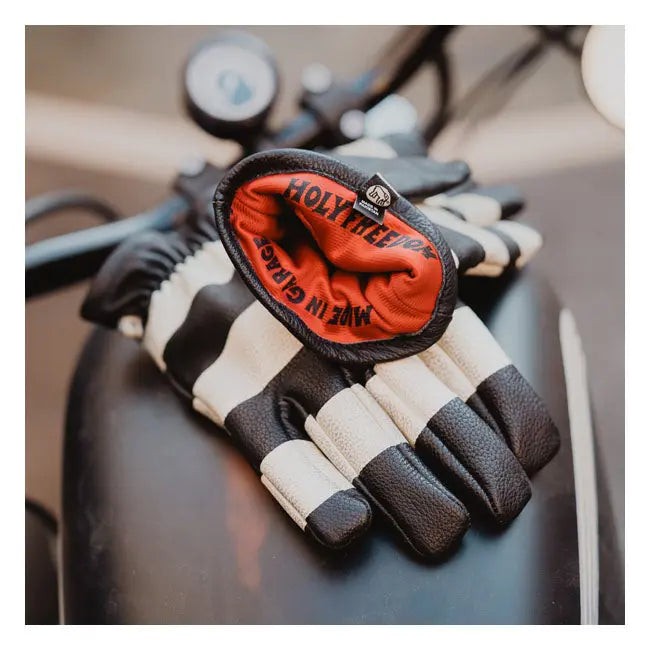 Holy Freedom Pitt Leather Gloves Black / White  - FREE UK Shipping, FREE 365 Day Returns | Moto Central