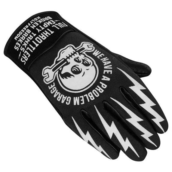 Holy Freedom Tools Leather & Textile Gloves Black / White — back-of-hand view