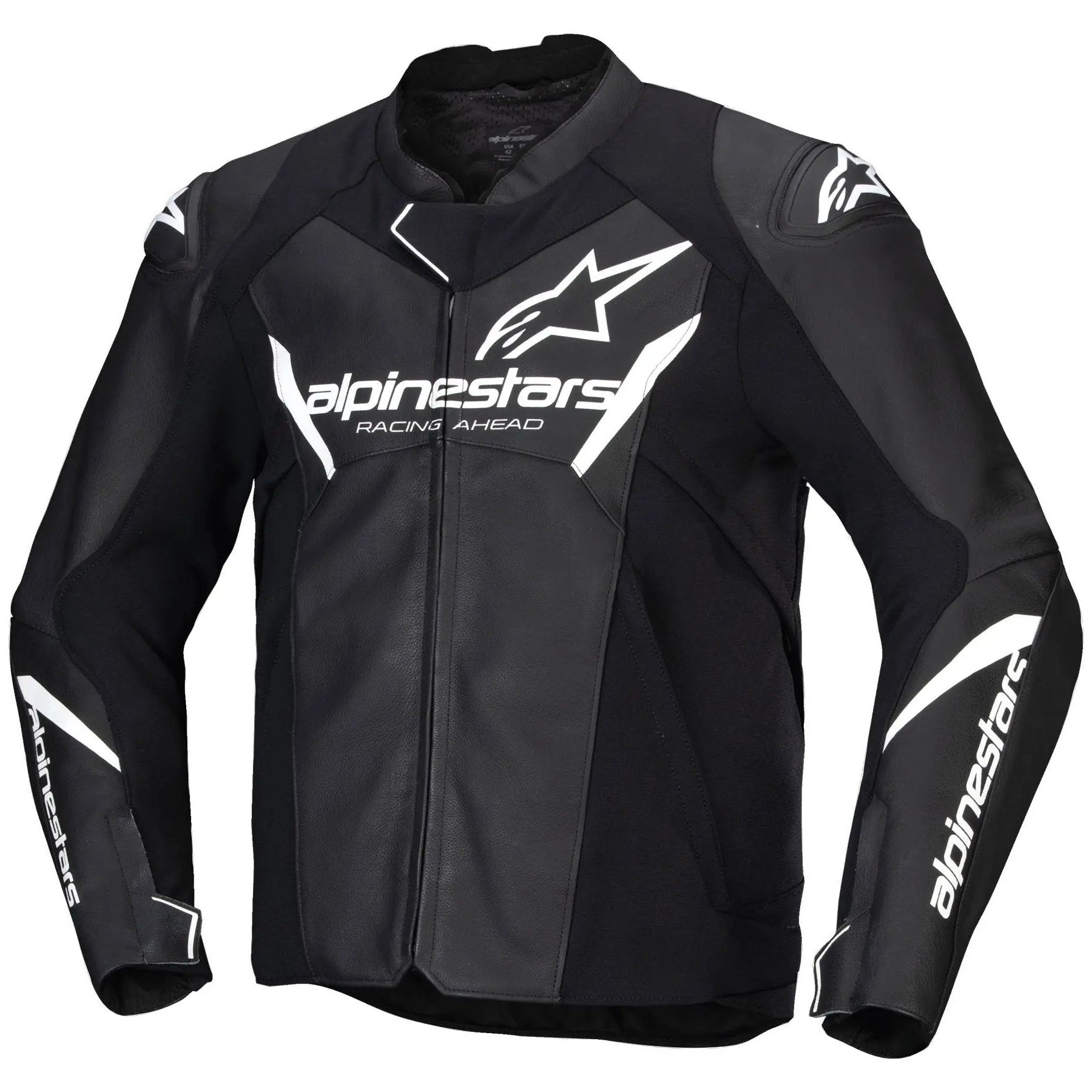Alpinestars Faster V3 Leather Jacket Black / White, front product view