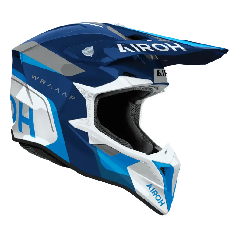Airoh Wraaap Conquer Gloss Blue motocross helmet - opposite-side view