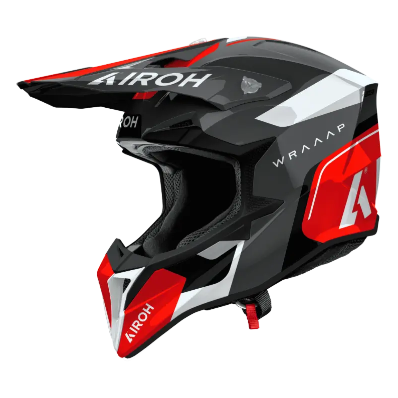 Airoh Wraaap Conquer Gloss Red motocross helmet - side view