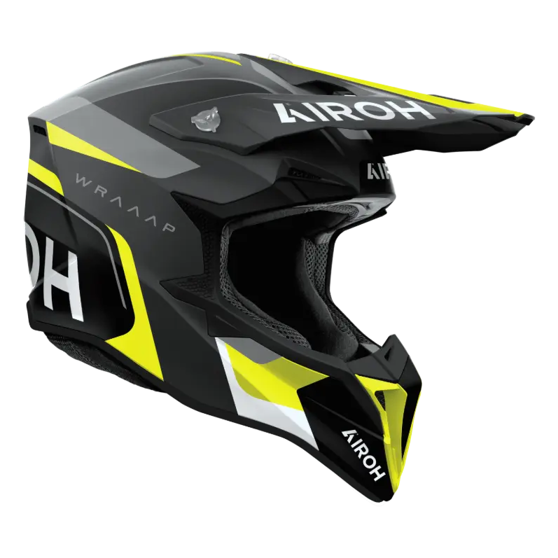 Airoh Wraaap Conquer Matt Yellow motocross helmet - opposite-side view