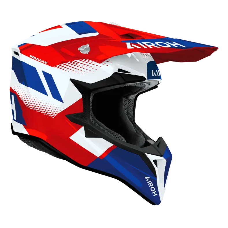 Airoh Wraaap Vision Gloss Red / Blue motocross helmet - opposite-side view
